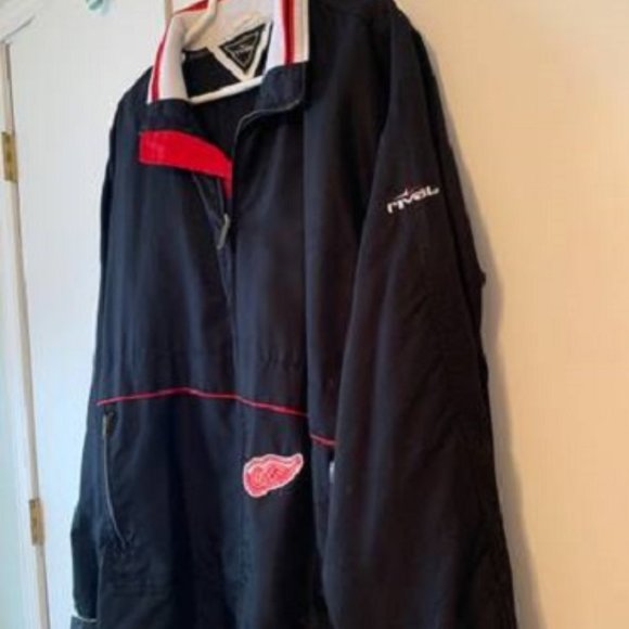Men's Size XL Rival NHL Red Wings Nylon Black Jacket - Picture 2 of 5